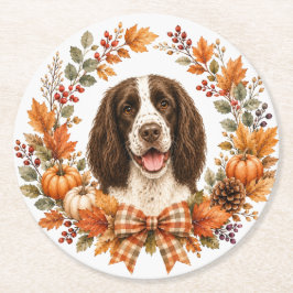 Redondo De Papel Springer Spaniel Otoño Posavasos