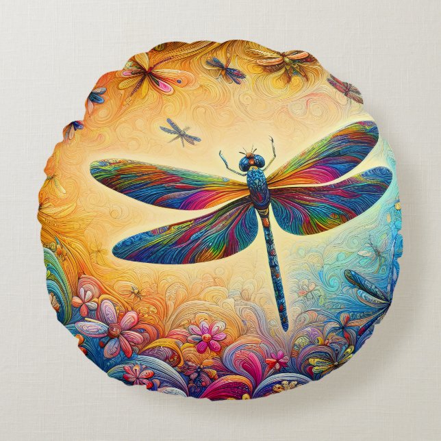 Redondo El Cojín decorativo de viaje de la libélula (Anverso)
