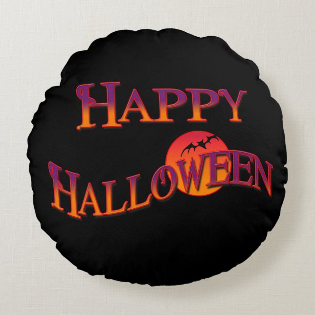 Redondo Feliz Cojín decorativo de Halloween (Anverso)