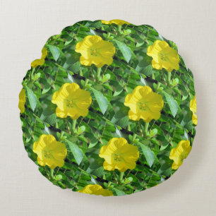 Redondo Flor silvestre amarilla - Cojín decorativo floral