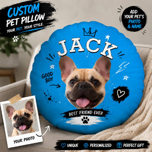 Redondo Foto de perro personalizada redonda cojín personal