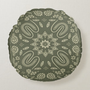 Redondo Funda de cojín de bandana paisley vintage crema y 
