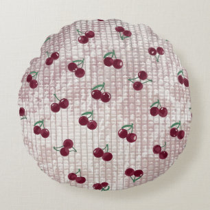 Redondo Funda de cojín de ganchillo de cereza – Rosa Paste