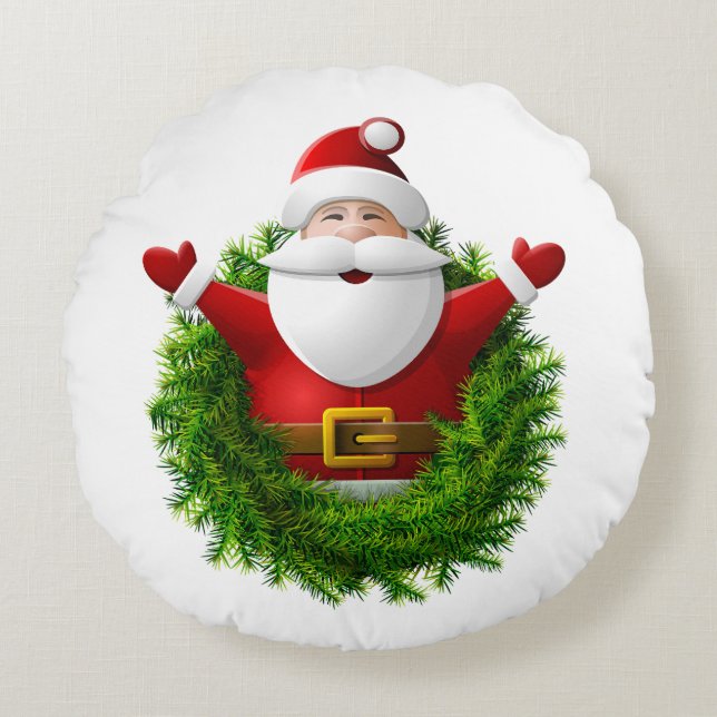 Redondo Funda de cojín de Santa Claus  (Anverso)