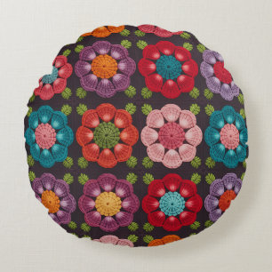 Redondo Funda de cojín floral de 20 margaritas - decorativ