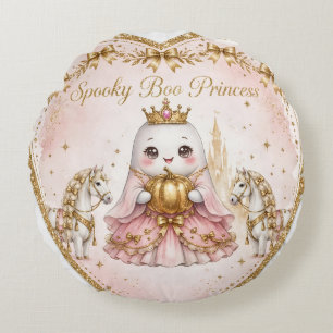 Redondo Funda de cojín Spooky Boo Fantasma de Princesa R