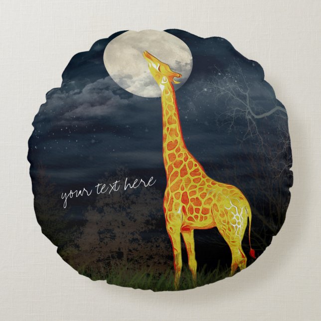 Redondo Giraffe y Luna | Cojín decorativo cepillado Person (Anverso)