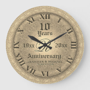 Redondo Grande 10mo Reloj del aniversario