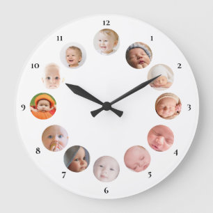 Redondo Grande 12 fotos personalizadas reloj simple personalizado