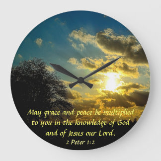 Redondo Grande 2 Peter 1:2 reloj verso de la bíblica del amanecer