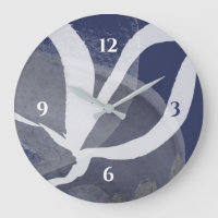 Agujero azul gris y blanco artesanal Gran Reloj