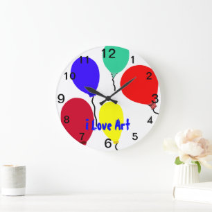 Redondo Grande Amo el reloj colorido de los globos del arte