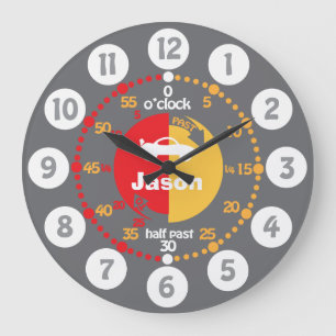 Redondo Grande Aprende a decir hora reloj de coche rojo gris de l
