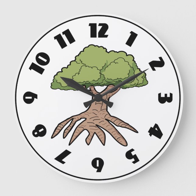 Redondo Grande Árbol con el reloj largo de las raíces (Anverso)