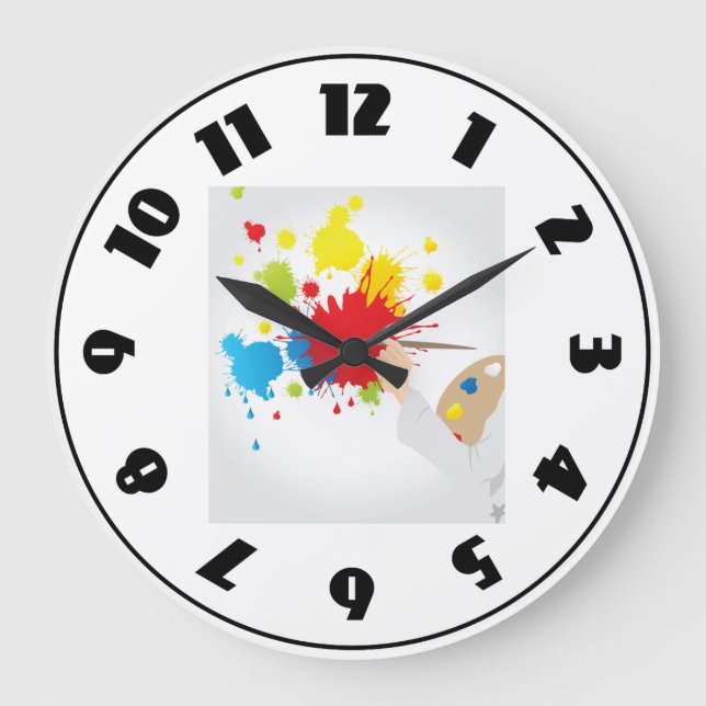 Redondo Grande Artista Pintando Reloj (Anverso)