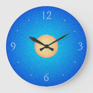 Redondo Grande Azul del llano con el reloj amarillo/anaranjado de