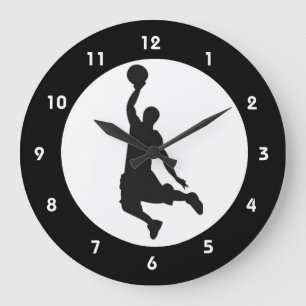 Redondo Grande Baloncesto Salto Diseño Muro Reloj