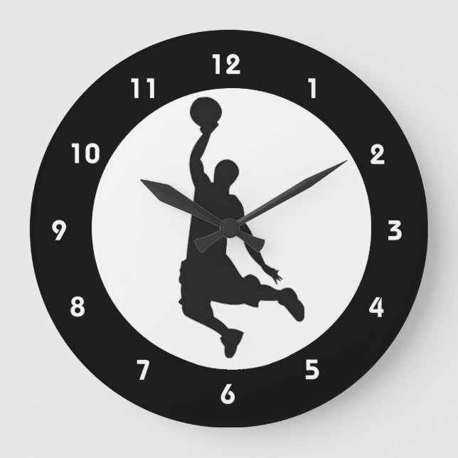 Redondo Grande Baloncesto Salto Diseño Muro Reloj (Anverso)