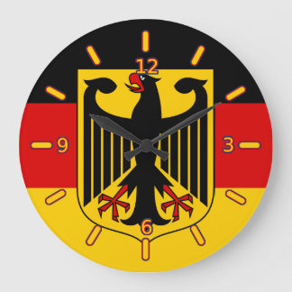 Redondo Grande Bandera alemana con reloj Escudo (con números)