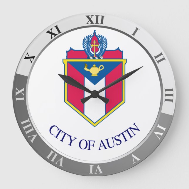 Redondo Grande Bandera de Austin Gran Reloj (Anverso)