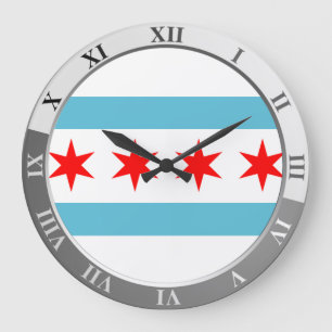 Redondo Grande Bandera de Chicago Gran Reloj
