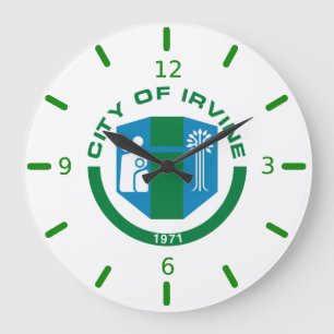 Redondo Grande bandera de Irvine (California) Gran Reloj