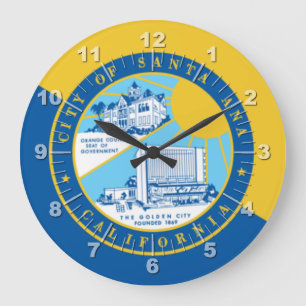 Redondo Grande bandera de Santa Ana (California) Gran Reloj