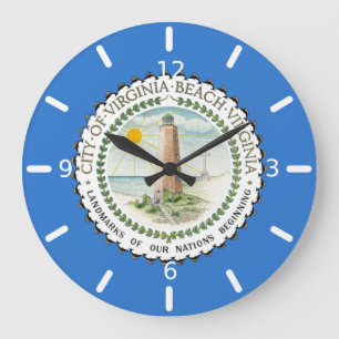 Redondo Grande Bandera de Virginia Beach (Virginia) Gran Reloj
