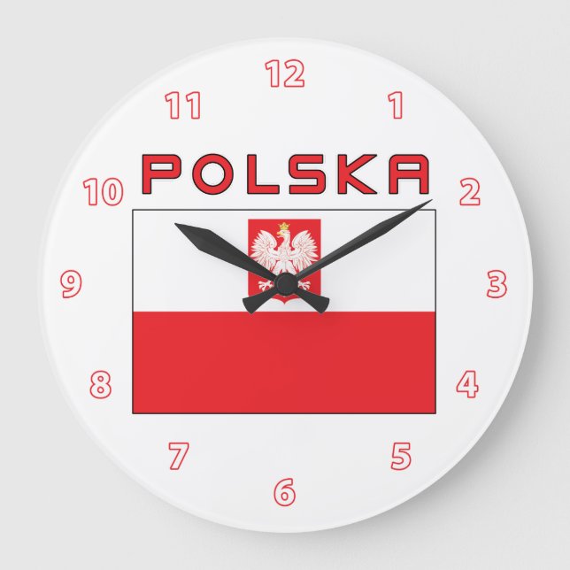 Redondo Grande Bandera Falcon Polaca Con Reloj De Muro Polska (Anverso)