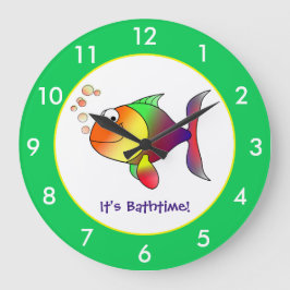 Redondo Grande Baño de pescado colorido Personalizado Gran Reloj