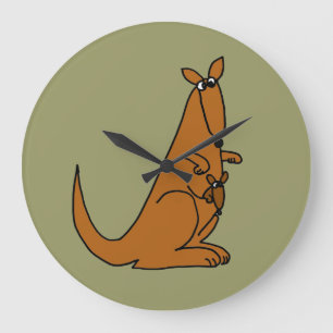Redondo Grande BD reloj del canguro de la diversión y de pared