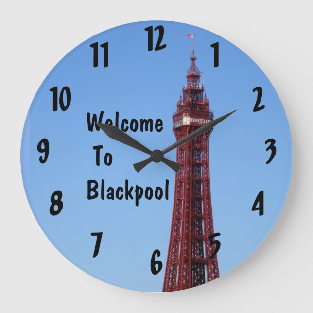 Redondo Grande Blackpool Tower Blue Sky Day Gran reloj (Anverso)