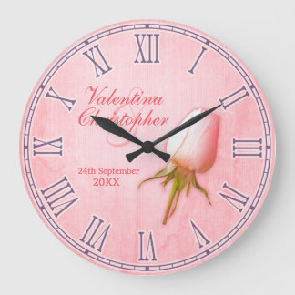 Redondo Grande Boda / aniversario llamado reloj rosa de pared