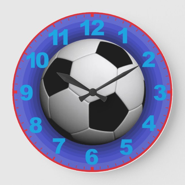 Redondo Grande Bola de fútbol en el reloj con números (Anverso)