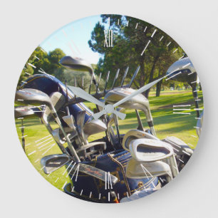 Redondo Grande Bolsa Llena De Clubes De Golf, Reloj De Muro