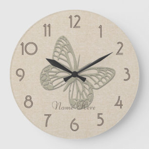 Redondo Grande Bonito Plata Mariposa Linaje Añadir nombre reloj d