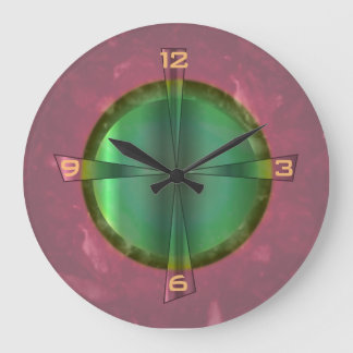 Redondo Grande Bonito Salmon rosa y verde> Reloj de cocina