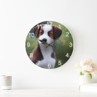 Bruce El Collie Fronterizo Puppy, Reloj De Muro