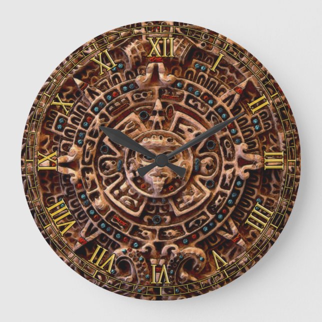 Redondo Grande Calendario solar maya azteca reloj de historia de  (Anverso)
