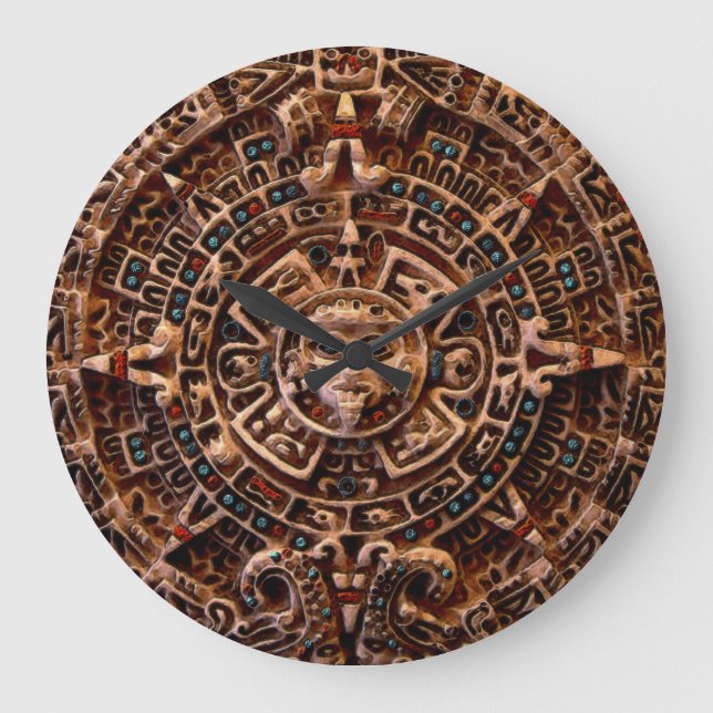 Redondo Grande Calendario Solar Maya Azteca Reloj de historia mex (Anverso)