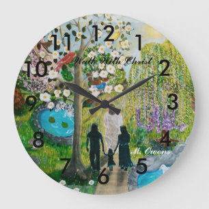 Redondo Grande Caminar Con El Reloj De Cristo Con Números