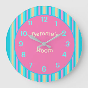 Redondo Grande Candy Striped con grandes números Chiles reloj de 