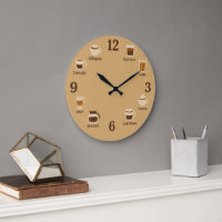 Cara de reloj de café con iconos de brea