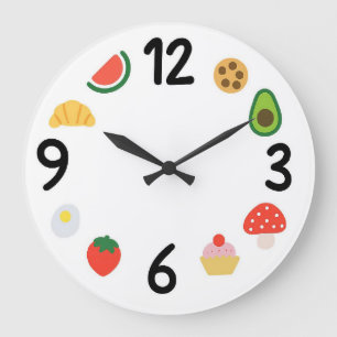Redondo Grande Cara de Reloj de Comida Adorable – Números Kawaii