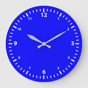Redondo Grande Cara de reloj de números blancos en azul