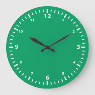 Redondo Grande Cara del reloj con números blancos sobre verde tré