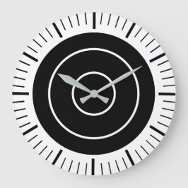 Redondo Grande Cara Oval Sin Números - Reloj Blanco y Negro