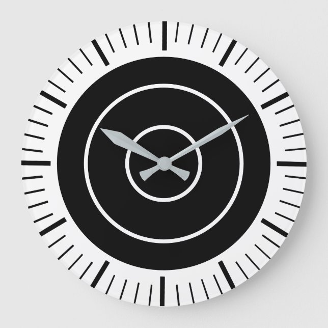 Redondo Grande Cara Oval Sin Números - Reloj Blanco y Negro (Anverso)