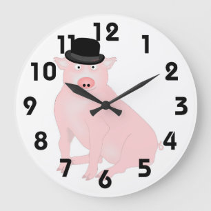Redondo Grande Cerdo en un reloj Gorra