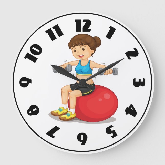 Redondo Grande Chica ejercitándose con pesas Reloj (Anverso)
